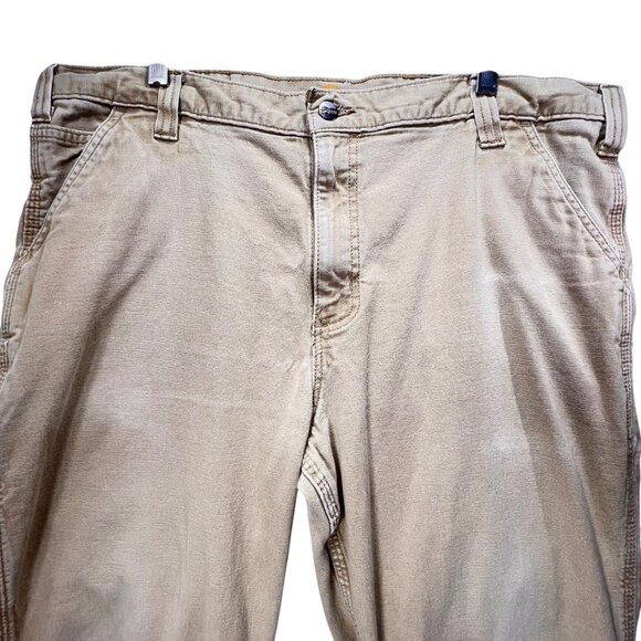 Carhartt Beige Relaxed Fit Canvas Pants Carpenter Cargo Pockets 40x30 RN 14806 - Picture 3 of 16